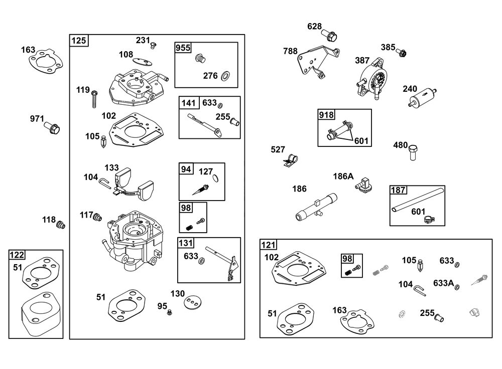 Carburetor And Fuel Supply Group Diagram and Parts List for 305447-0037-G1 200000 - 399999 Briggs and Stratton Engine